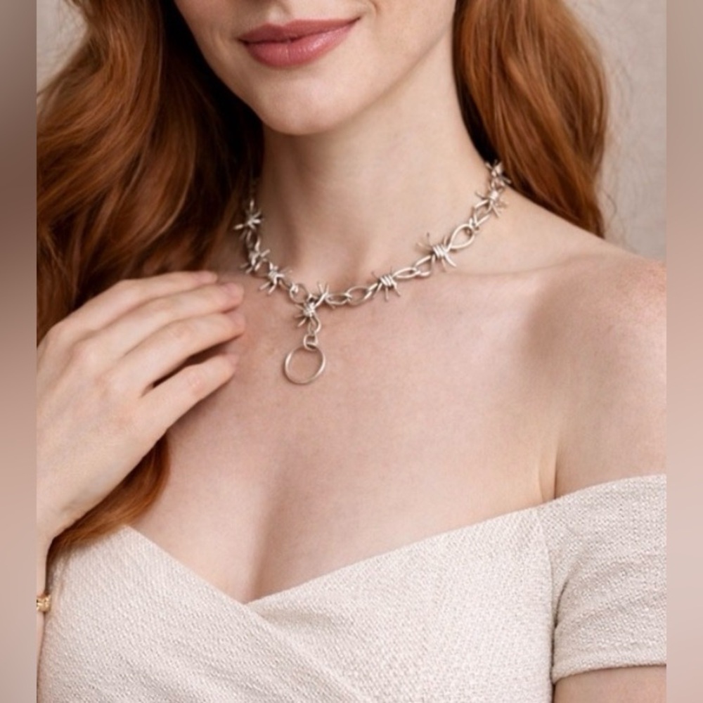 Silver Barbed Wire Necklace